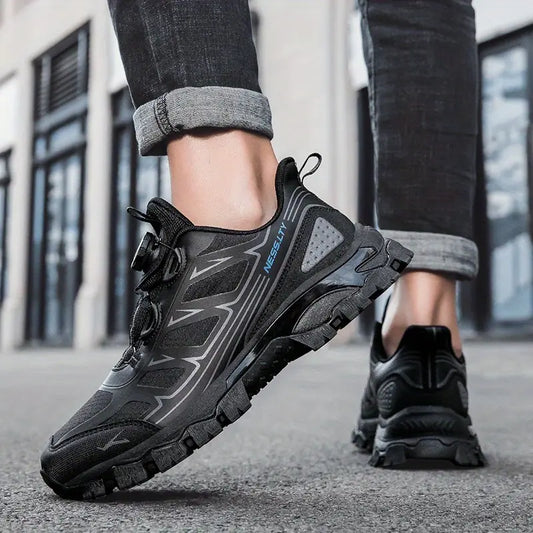 Men'S Lightweight Breathable Outdoor Walking Shoes - Comfortable Mid-Top Design with Lace-Up & Slip-On Closure, Durable Rubber Sole for Hiking, Running, Casual Wear - All-Season Versatile Hiking Boots, Hiking Gear, Stylish Laceup Shoes, Mesh Fabric Upper