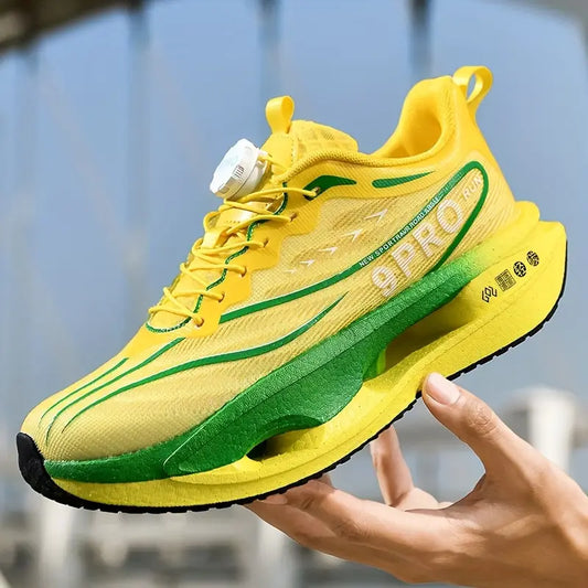Men's Casual Sneakers - Breathable Fabric Upper, Lightweight EVA Sole, Vibrant Yellow & Green Colorway, Low-Top Lace-Up Design for All-Season Comfort & Casual Attire, Allseason Shoes, Modern Sneakers